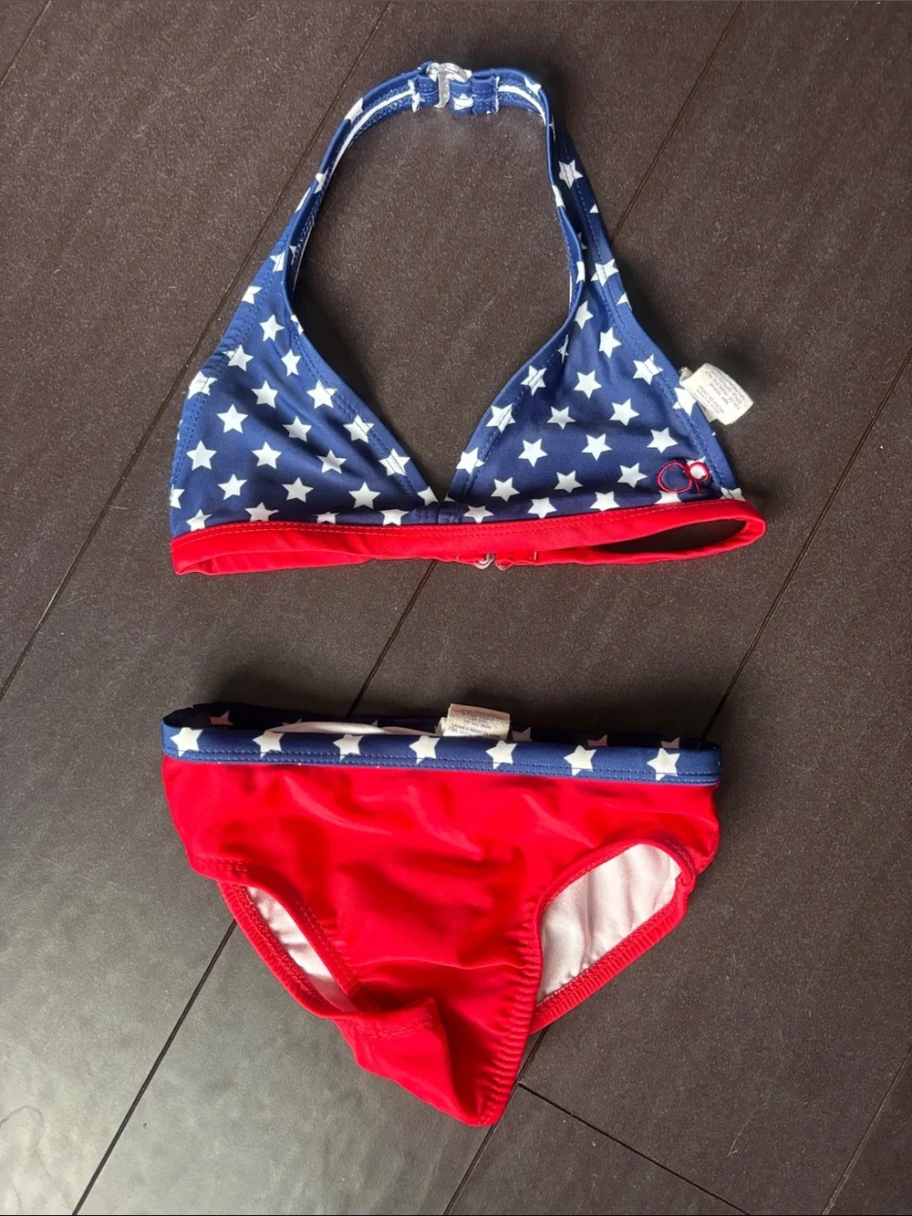 OP Girls Red & Navy Star Halter Bikini Set